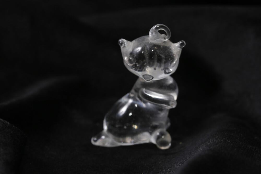 Little Kitten Cat 2" Glass Charm Figurine Transparent Animal Pendant or Hanging
